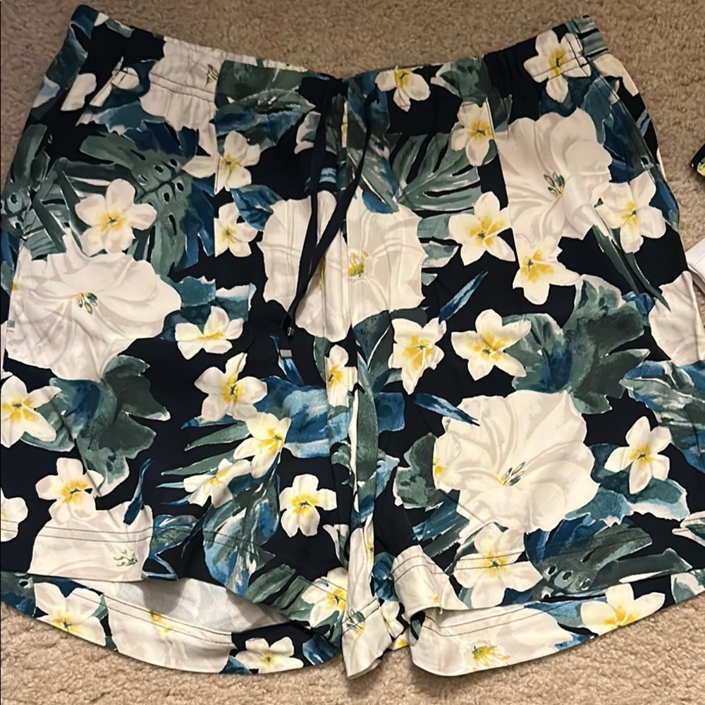 J. Jill Blue and Green Cargo Shorts with Elastic Waistband